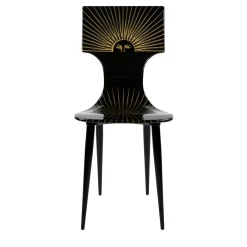 Fornasetti Chairs<Sole Black-Lacquered Wooden Chair