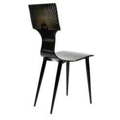 Fornasetti Chairs<Sole Black-Lacquered Wooden Chair