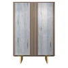 Arcari Arredamenti Cabinets<Solferino Canaletto walnut Concrete gray-blue glass doors sideboard