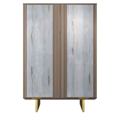 Arcari Arredamenti Cabinets<Solferino Canaletto walnut Concrete gray-blue glass doors sideboard