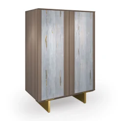 Arcari Arredamenti Cabinets<Solferino Canaletto walnut Concrete gray-blue glass doors sideboard