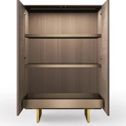 Arcari Arredamenti Cabinets<Solferino Canaletto walnut Concrete gray-blue glass doors sideboard