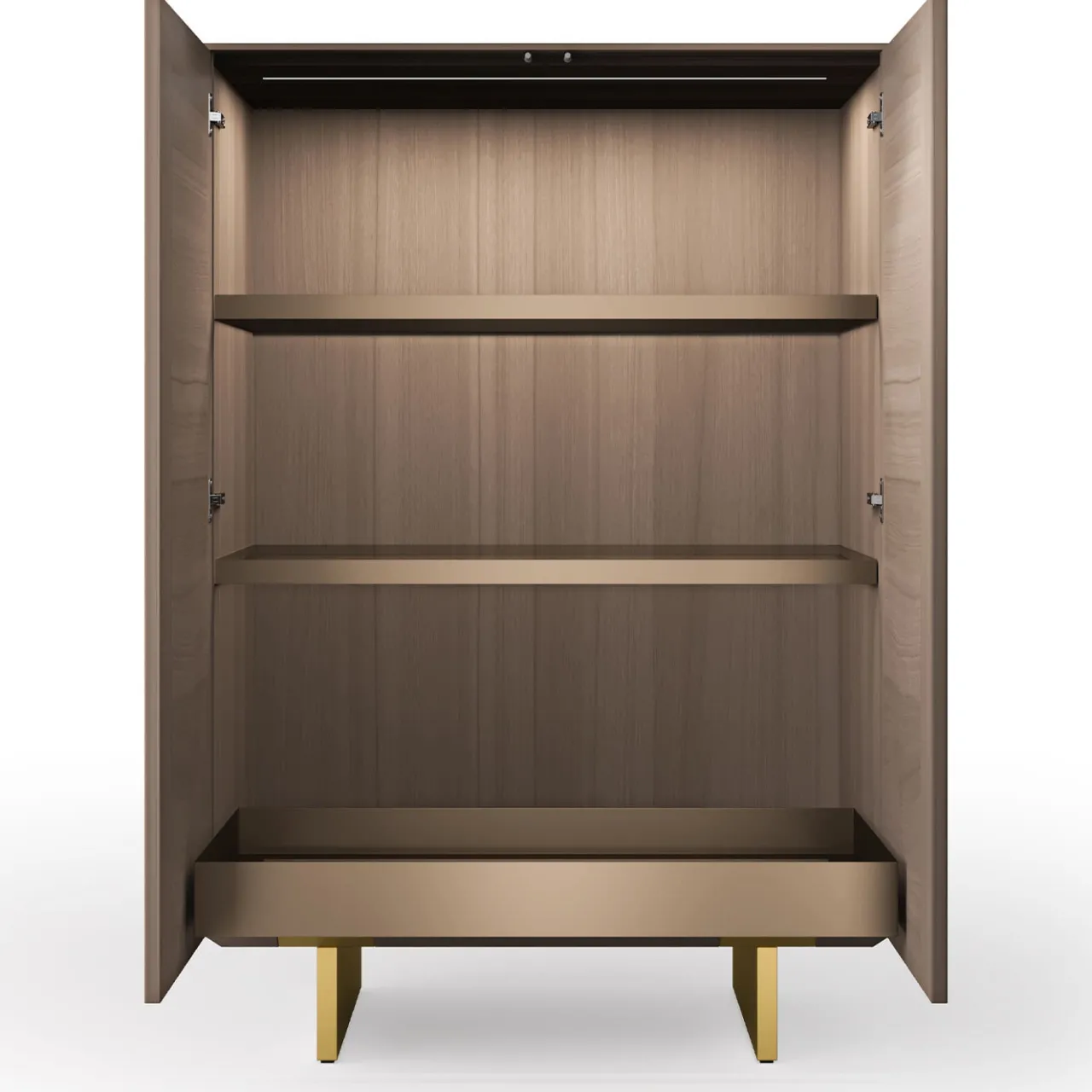 Arcari Arredamenti Cabinets<Solferino Canaletto walnut Concrete gray-blue glass doors sideboard