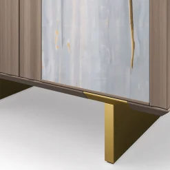 Arcari Arredamenti Cabinets<Solferino Canaletto walnut Concrete gray-blue glass doors sideboard