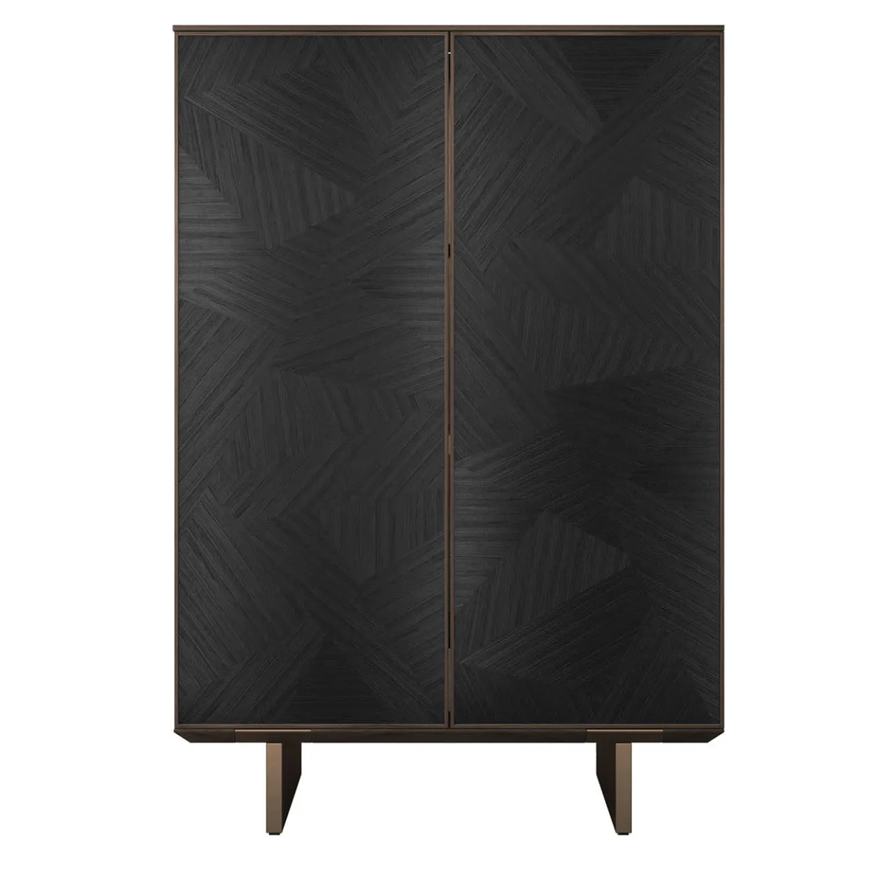 Arcari Arredamenti Cabinets<Solferino Canaletto walnut burnished anthracite black inlay door sideboard