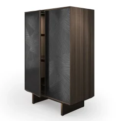 Arcari Arredamenti Cabinets<Solferino Canaletto walnut burnished anthracite black inlay door sideboard