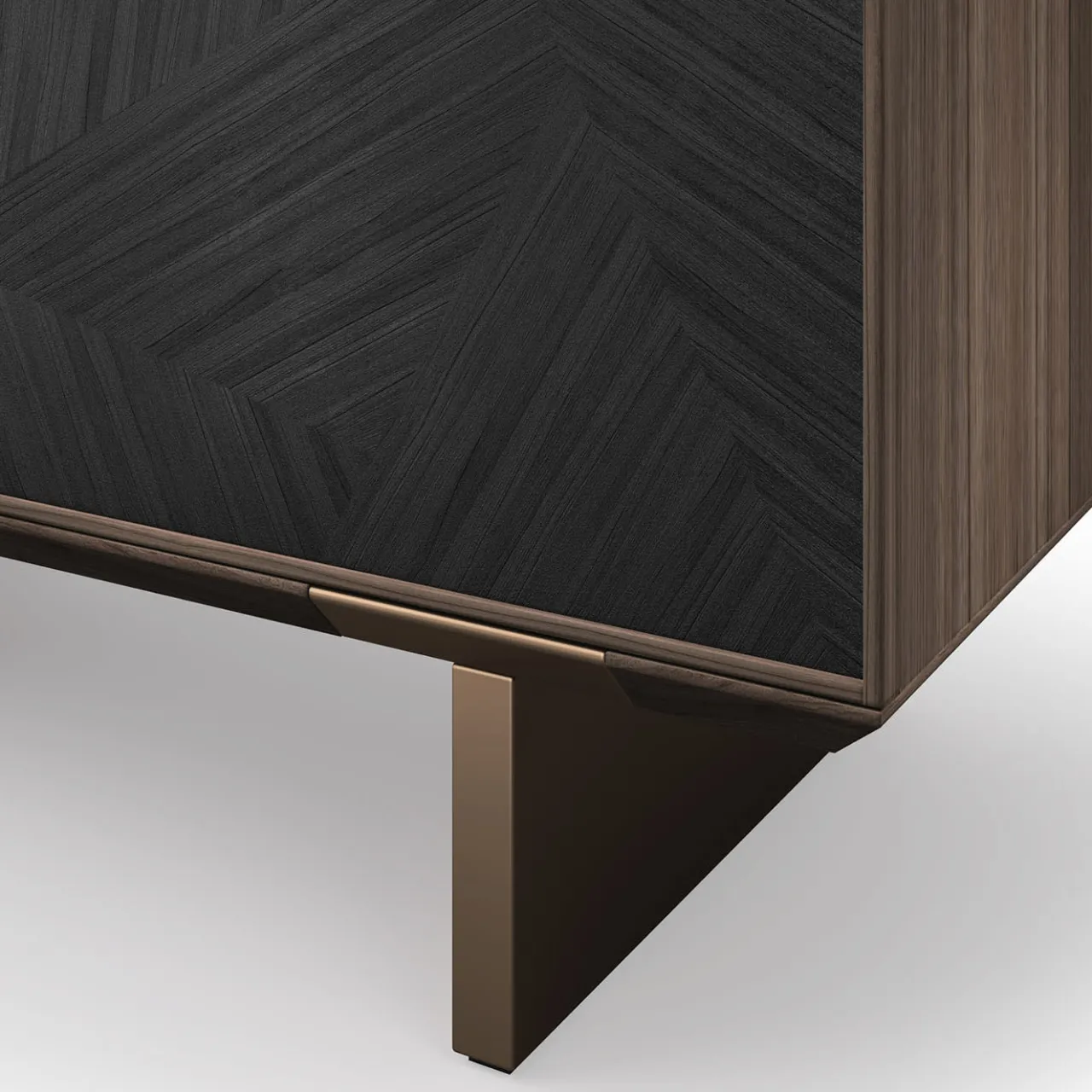 Arcari Arredamenti Cabinets<Solferino Canaletto walnut burnished anthracite black inlay door sideboard
