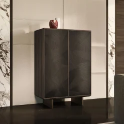 Arcari Arredamenti Cabinets<Solferino Canaletto walnut burnished anthracite black inlay door sideboard