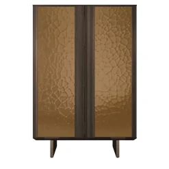 Arcari Arredamenti Cabinets<Solferino Canaletto walnut burnished bronze liquid metal doors sideboard