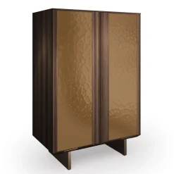 Arcari Arredamenti Cabinets<Solferino Canaletto walnut burnished bronze liquid metal doors sideboard
