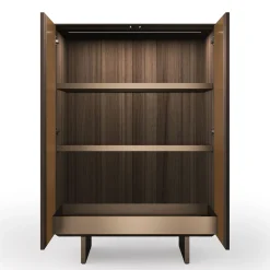 Arcari Arredamenti Cabinets<Solferino Canaletto walnut burnished bronze liquid metal doors sideboard