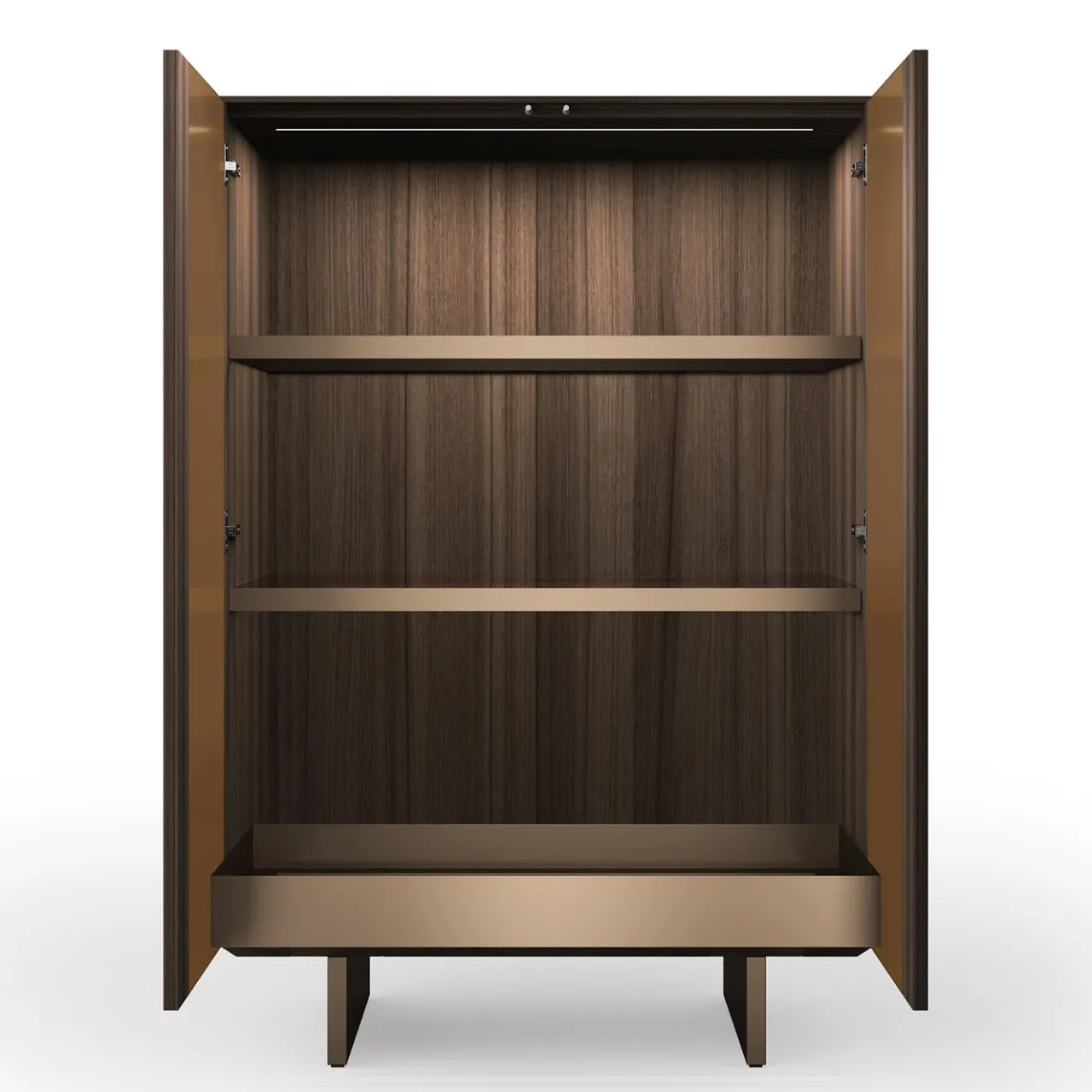 Arcari Arredamenti Cabinets<Solferino Canaletto walnut burnished bronze liquid metal doors sideboard