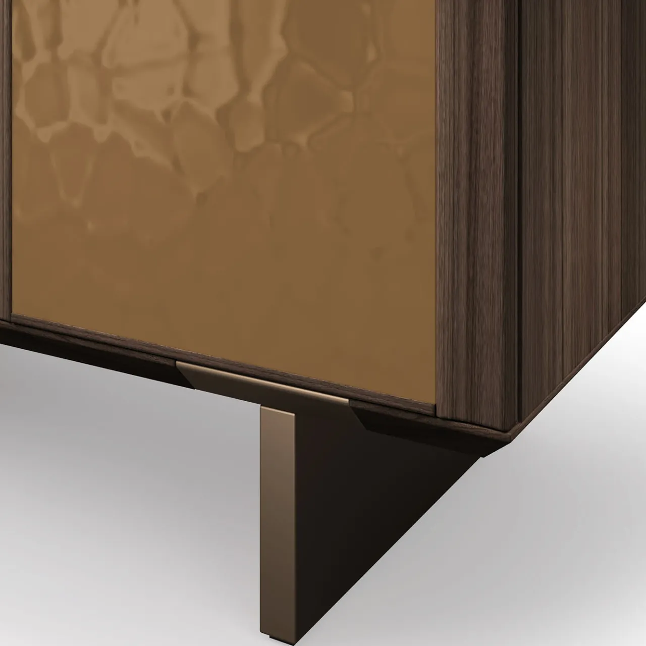 Arcari Arredamenti Cabinets<Solferino Canaletto walnut burnished bronze liquid metal doors sideboard