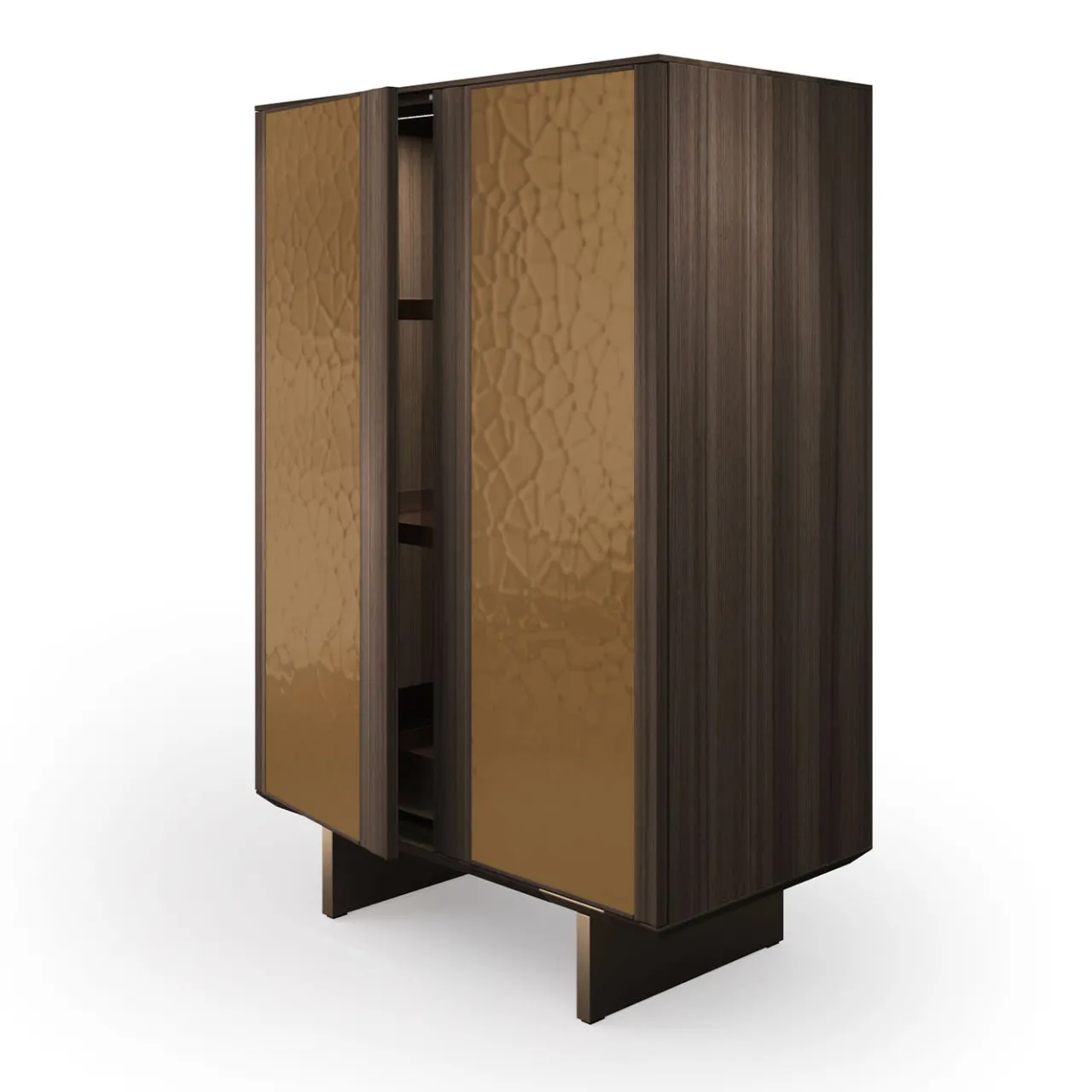 Arcari Arredamenti Cabinets<Solferino Canaletto walnut burnished bronze liquid metal doors sideboard