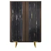 Arcari Arredamenti Cabinets<Solferino Canaletto walnut burnished black art glass doors sideboard