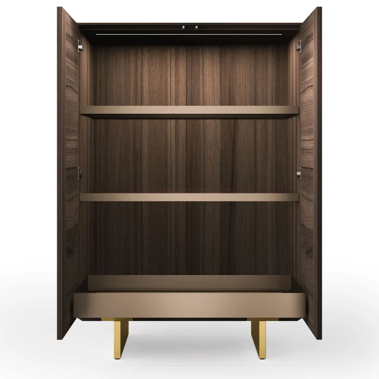 Arcari Arredamenti Cabinets<Solferino Canaletto walnut burnished black art glass doors sideboard