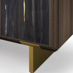 Arcari Arredamenti Cabinets<Solferino Canaletto walnut burnished black art glass doors sideboard