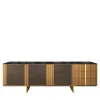 Arcari Arredamenti Sideboards Buffets<Solferino natural walnut top Laminam Gres Noir doors Carbalho sideboard