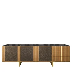 Arcari Arredamenti Sideboards Buffets<Solferino natural walnut top Laminam Gres Noir doors Carbalho sideboard