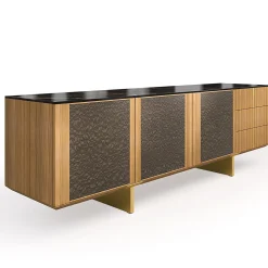 Arcari Arredamenti Sideboards Buffets<Solferino natural walnut top Laminam Gres Noir doors Carbalho sideboard