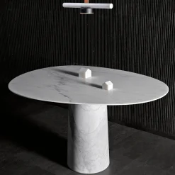 Luce Di Carrara Dining Tables<Solid Pattern White Marble Table