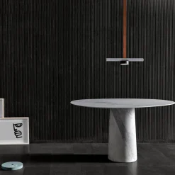 Luce Di Carrara Dining Tables<Solid Pattern White Marble Table