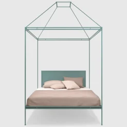 Lispi Beds<Sommo Light-Blue Iron Canopy Double Bed