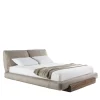 Riva 1920 Beds<Sospiro solid walnut wood and Taupe bouclé fabric Bed