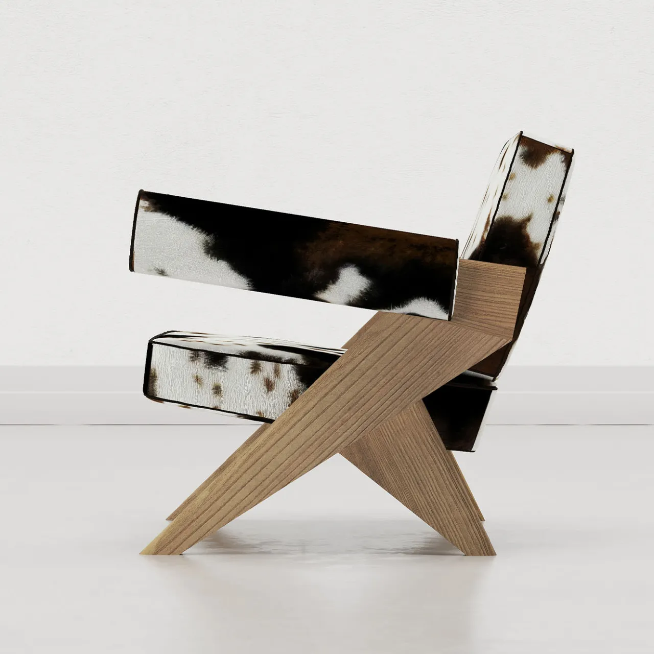 Giopagani Lounge Chairs<Souvenir Cowhide Fur And Elm Wood Lounge Chair
