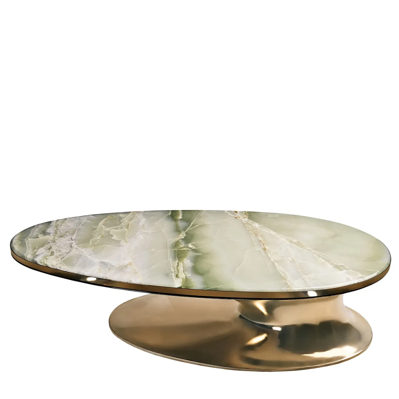 Visionnaire Coffee Tables<Sowilo Green Marble And Gold Polished Steel Coffe Table