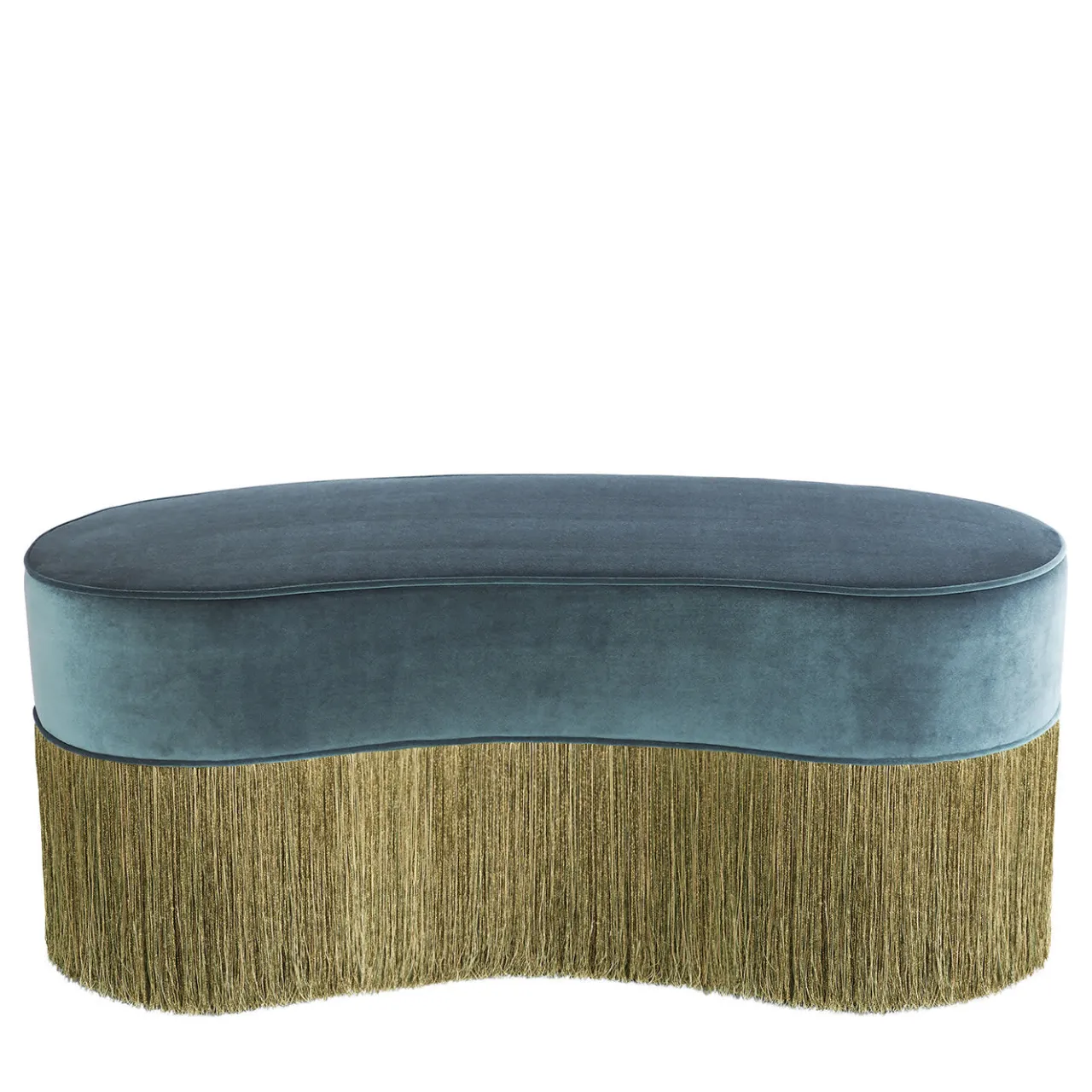 Lorenza Bozzoli Couture Ottomans & Poufs<Sparkle Bean Green Ottoman with Gold and Green Fringe