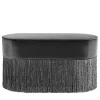 Lorenza Bozzoli Couture Ottomans & Poufs<Sparkle Black Oval Ottoman with Black and Silver Fringe
