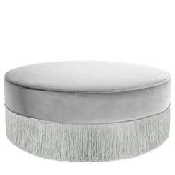 Lorenza Bozzoli Couture Ottomans & Poufs<Sparkle Gray Ottoman with Silver Fringe