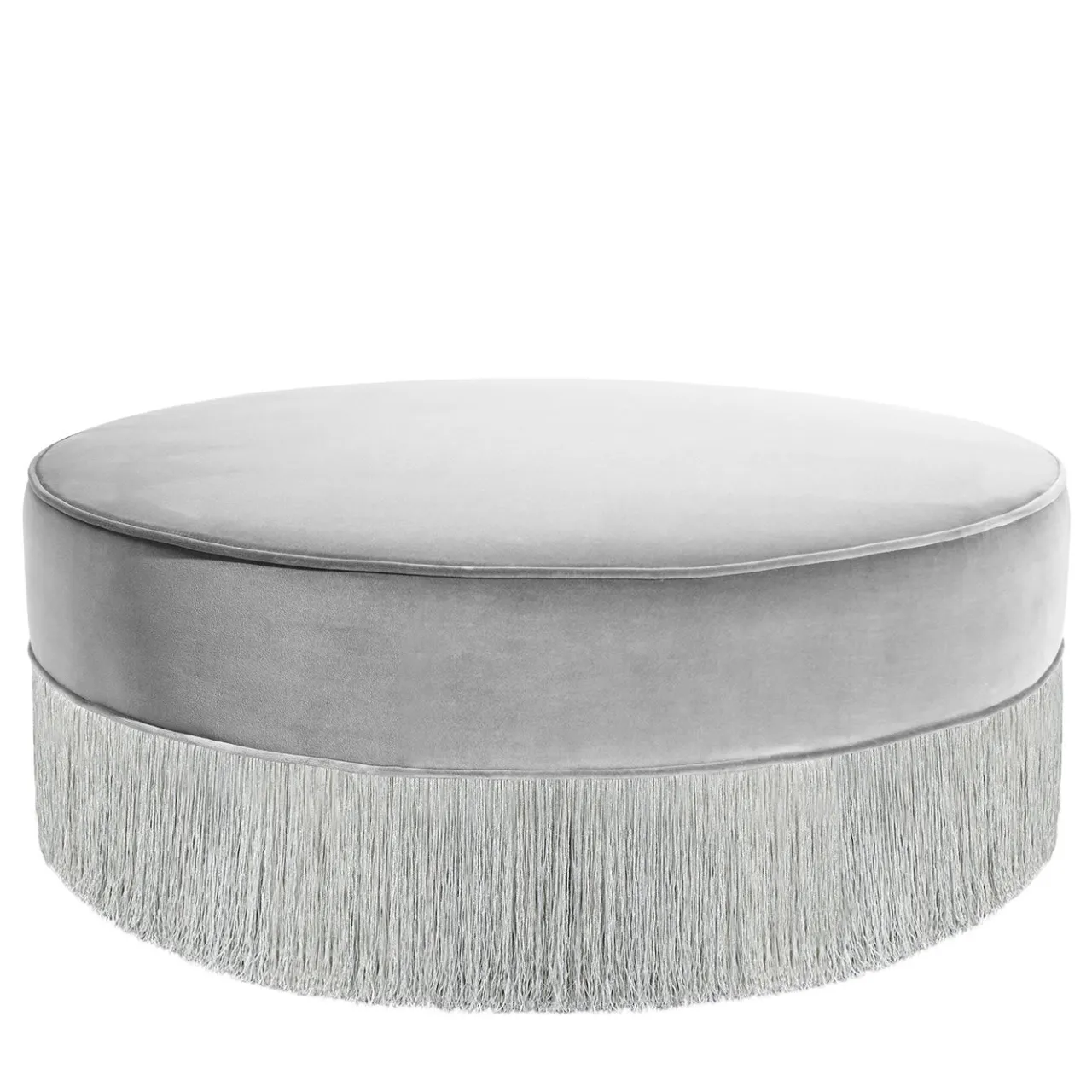 Lorenza Bozzoli Couture Ottomans & Poufs<Sparkle Gray Ottoman with Silver Fringe