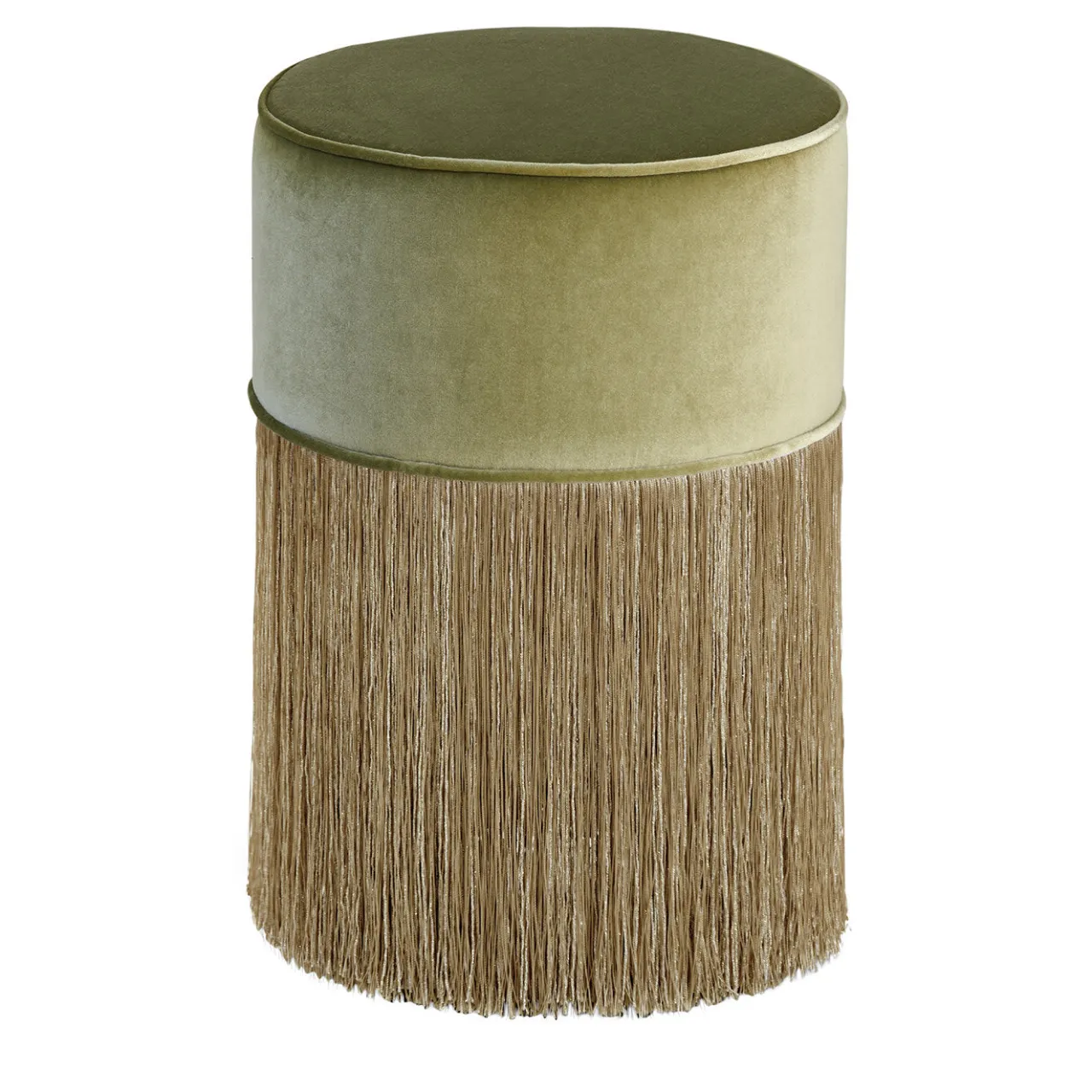 Lorenza Bozzoli Couture Ottomans & Poufs<Sparkle Green Pouf with Gold Fringe