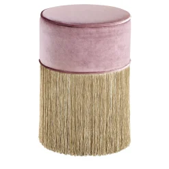 Lorenza Bozzoli Couture Ottomans & Poufs<Sparkle Pink Pouf with Gold Fringe