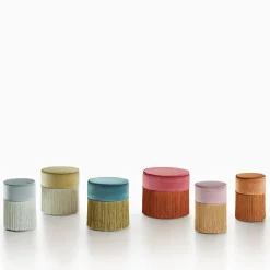 Lorenza Bozzoli Couture Ottomans & Poufs<Sparkle Pink Pouf with Gold Fringe
