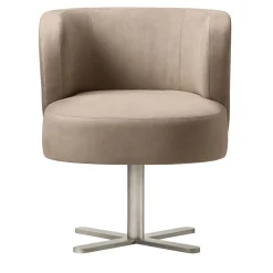Ghidini 1961 Armchairs<Spritz Swivel Beige Leather Dining Armchair by Lorenza Bozzoli