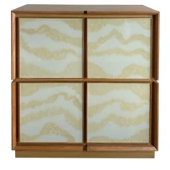 Meccani Design Sideboards Buffets<Square 4-Door Glass & Oak Cupboard by Mascia Meccani