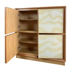 Meccani Design Sideboards Buffets<Square 4-Door Glass & Oak Cupboard by Mascia Meccani