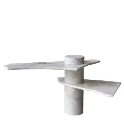 Stone Stackers Side Tables<SST025 Dover White & Namibia Sky Marble Sculptural Side Table