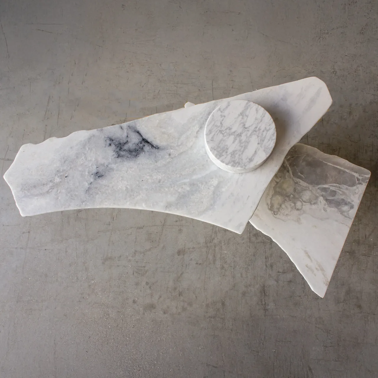 Stone Stackers Side Tables<SST025 Dover White & Namibia Sky Marble Sculptural Side Table