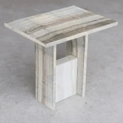 Stone Stackers Side Tables<SST016-4 Invisible Ivory & Velluto Onyx Marble Side Table