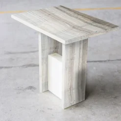 Stone Stackers Side Tables<SST016-4 Invisible Ivory & Velluto Onyx Marble Side Table