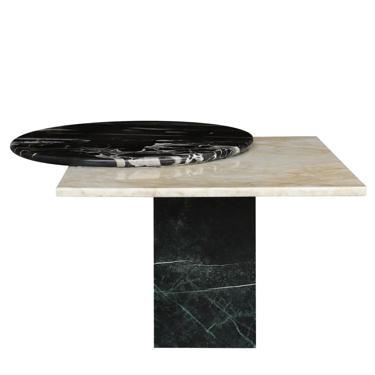 Stone Stackers Side Tables<SST031 Quarzite Cristallo & Portoro Silver Side Table