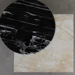 Stone Stackers Side Tables<SST031 Quarzite Cristallo & Portoro Silver Side Table