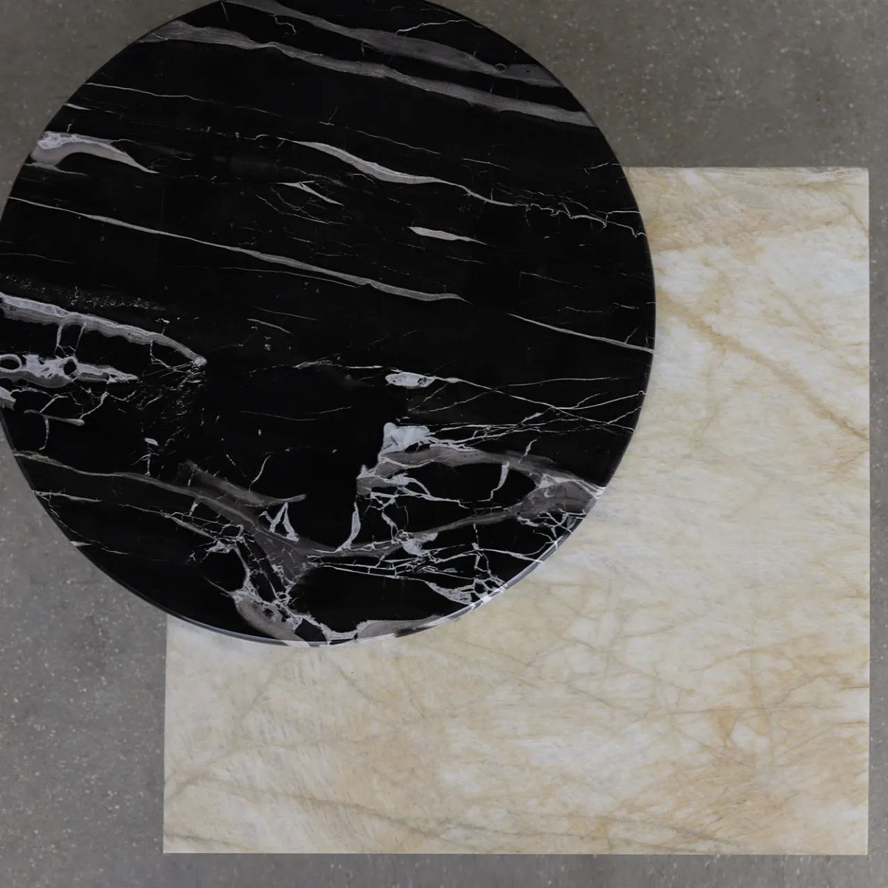 Stone Stackers Side Tables<SST031 Quarzite Cristallo & Portoro Silver Side Table