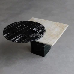 Stone Stackers Side Tables<SST031 Quarzite Cristallo & Portoro Silver Side Table