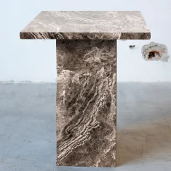 Stone Stackers Side Tables<SST013-3 Toffee Brown& Invisible Gray Marble Side Table