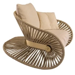 Visionnaire Outdoor Armchairs<Stankar Beige Fabric And Hempen Rope Outdoor Rocking Armchair